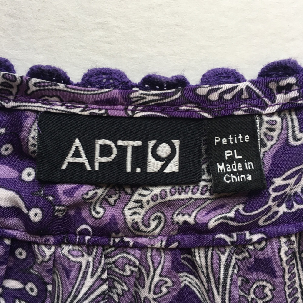 Apt. 9 Purple Paisley Patterned Sleeveless Blouse, Petite Large - Picture 9 of 13